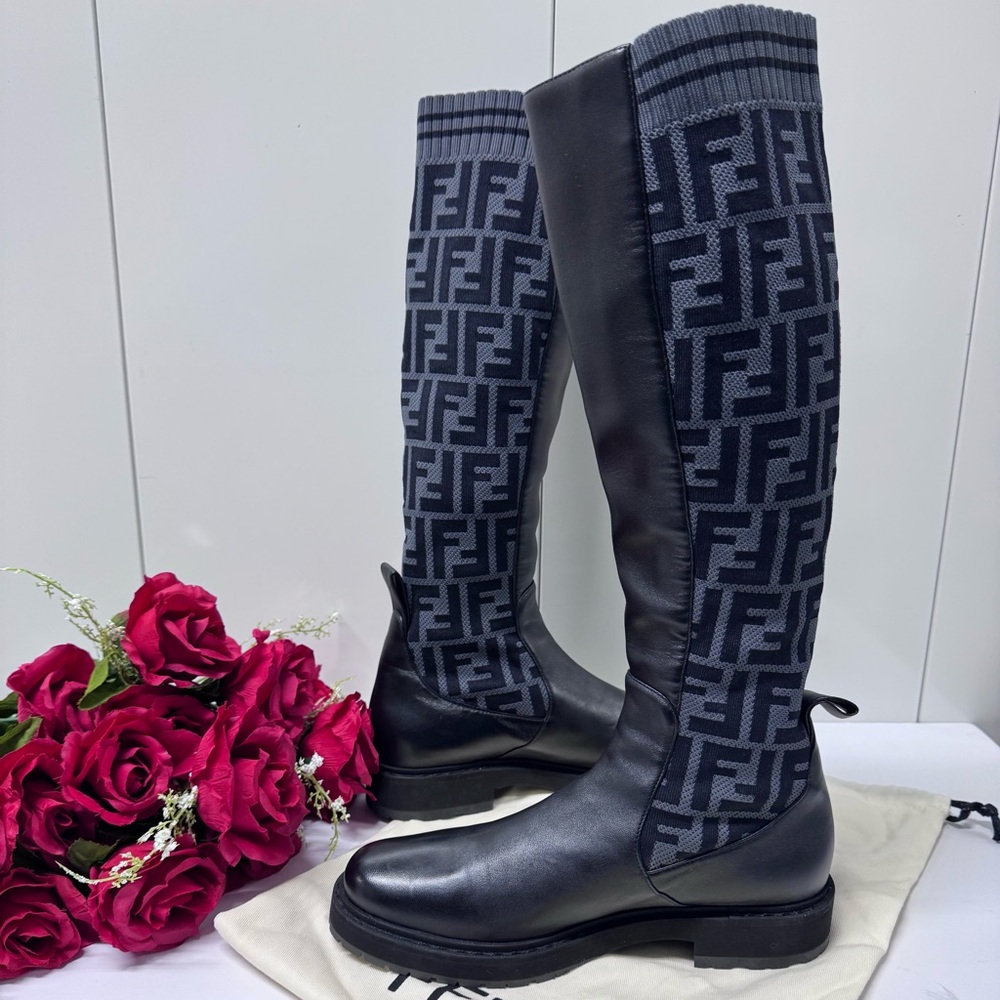 🇮🇹UNUSED FENDI FF ZUCCA KNEE BOOTS - Picture 5 of 9